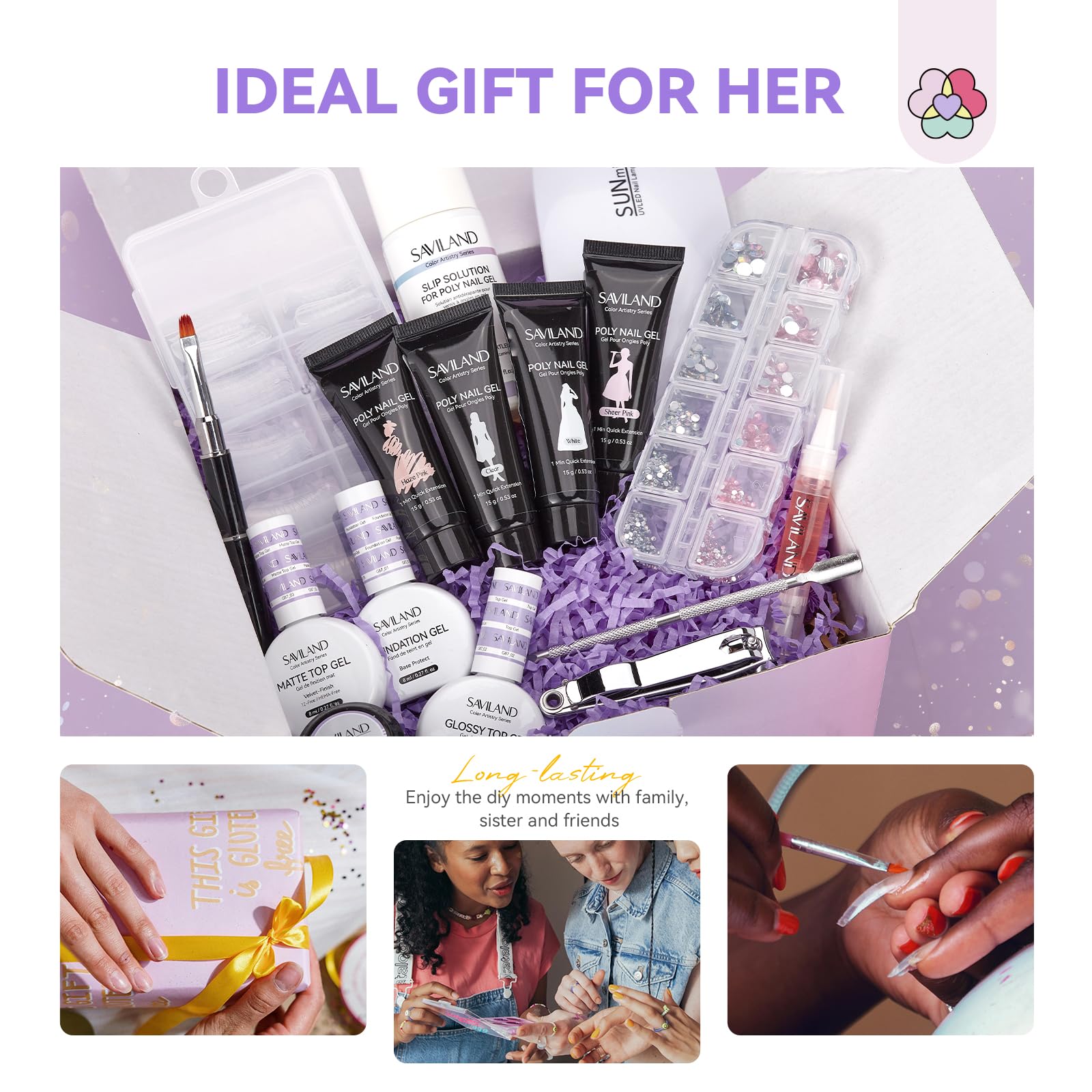 SAVILAND nail extension tool set for precise prep and sculpting.