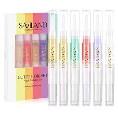 SAVILAND cuticle oil pen bottle close-up showing nourishing formula for nails.