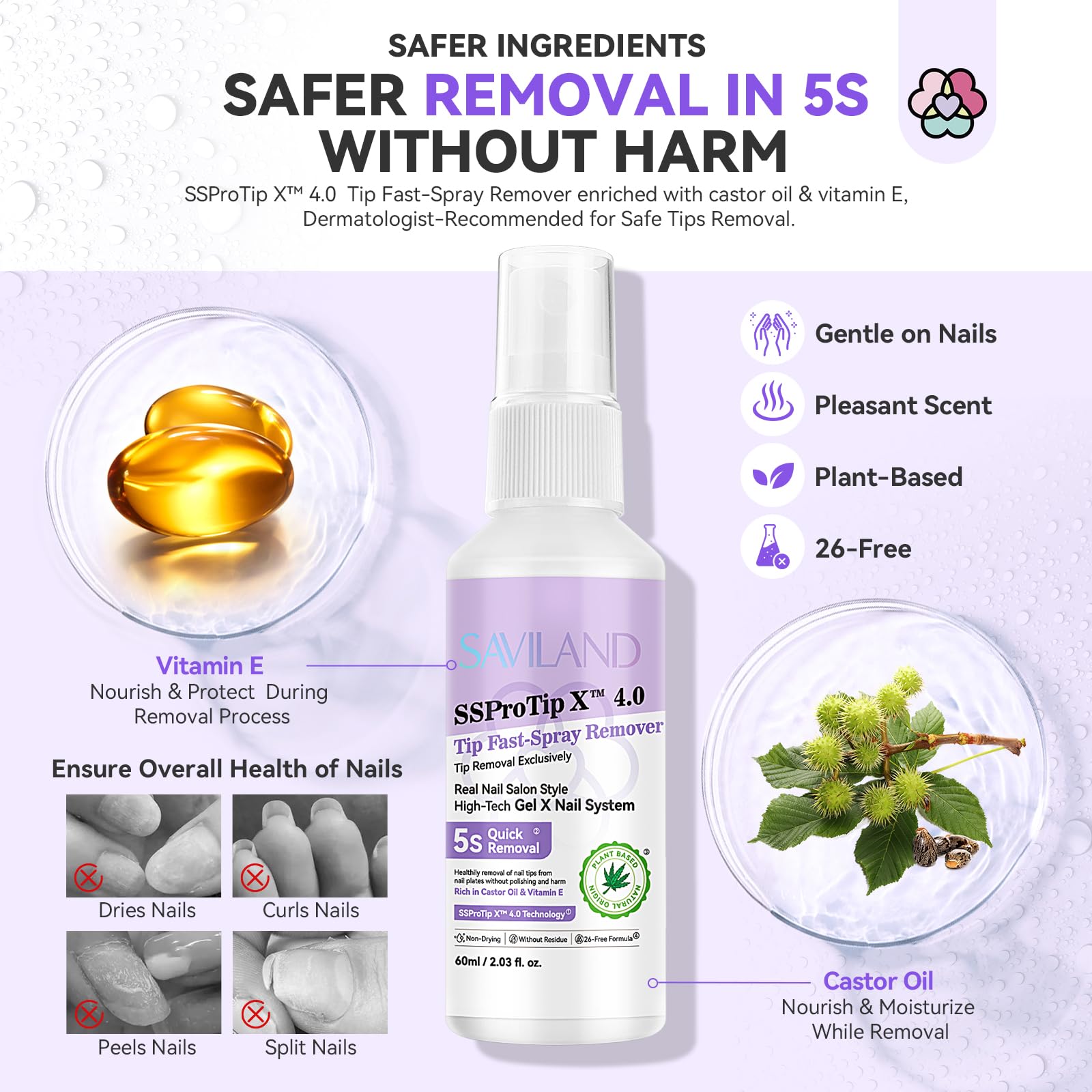 SAVILAND odorless remover spray emphasizes a pleasant removal experience.