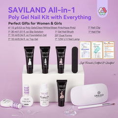 SAVILAND poligel con 4 colores: cristal, blanco, rosa y rosa neblina para diseño