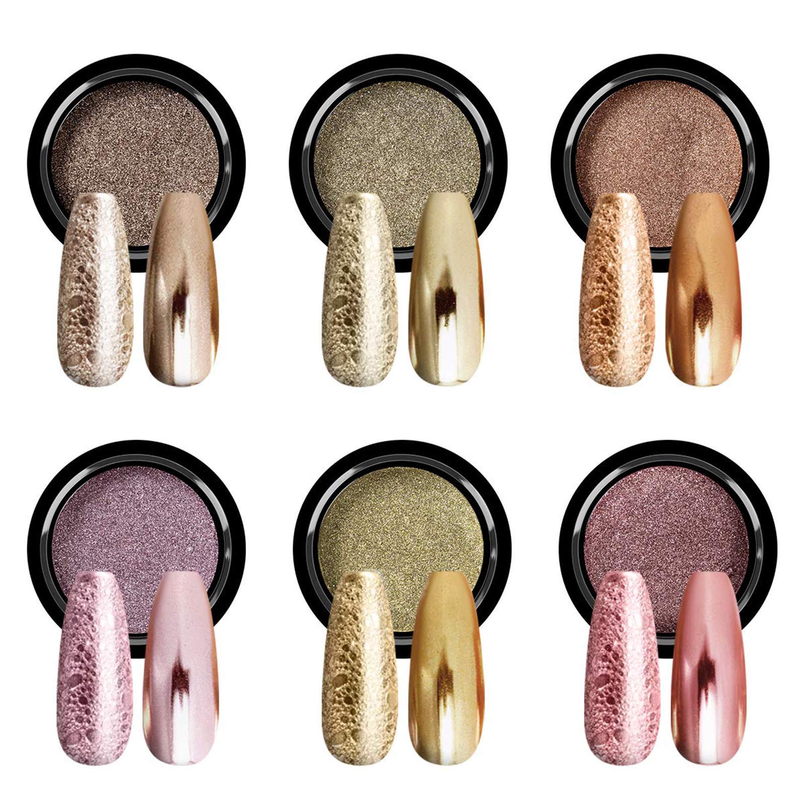 SAVILAND polvo cromo uñas, efecto espejo dorado para un acabado brillante en manicura.