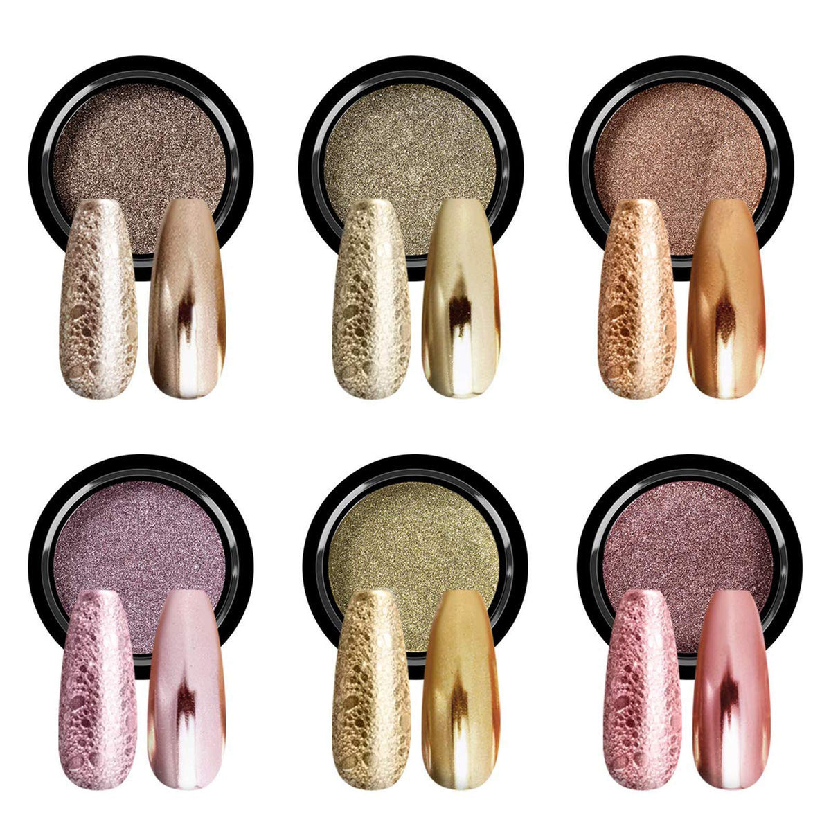 SAVILAND polvo cromo uñas, efecto espejo dorado para un acabado brillante en manicura.