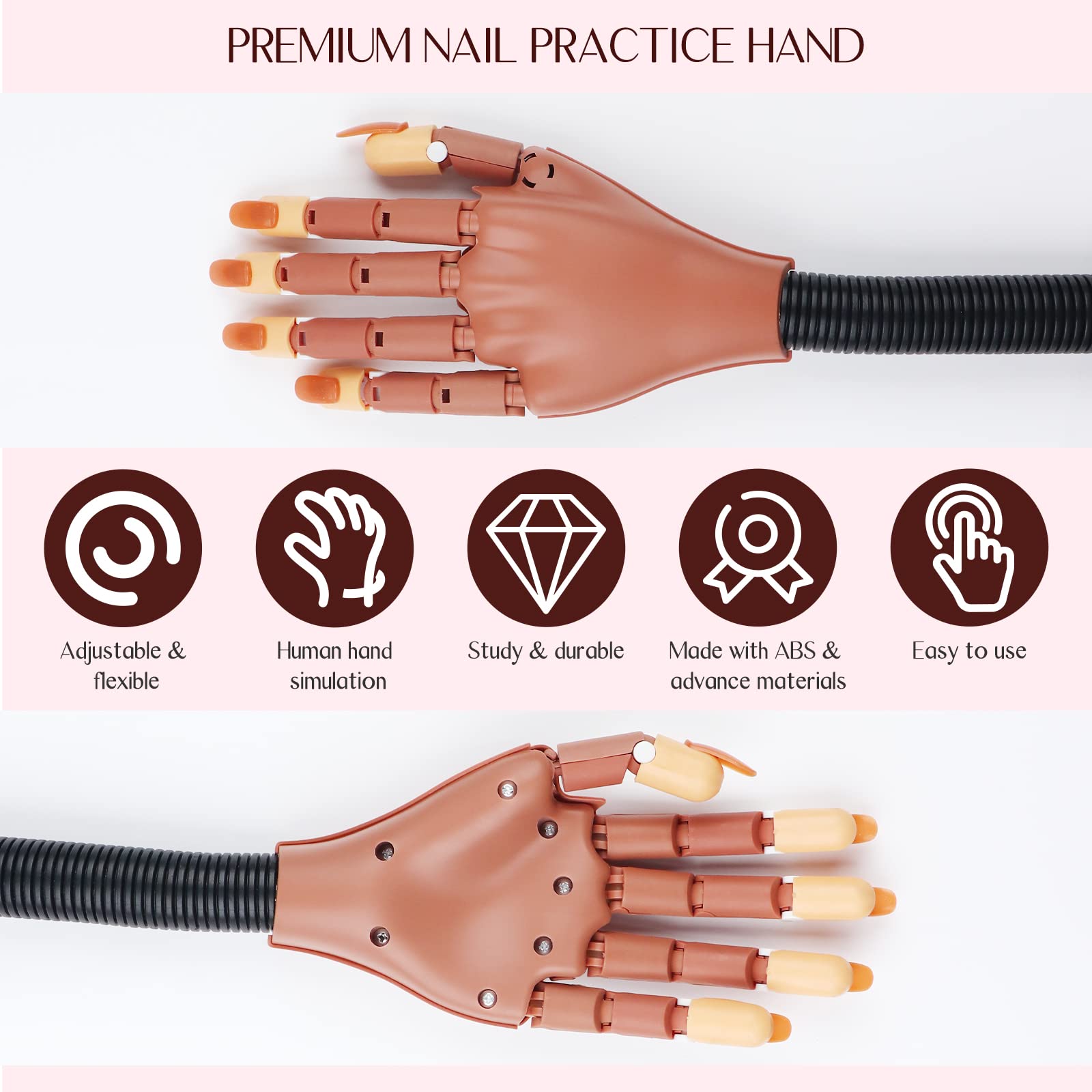 Saviland Practice Hand con dedos móviles para practicar uñas