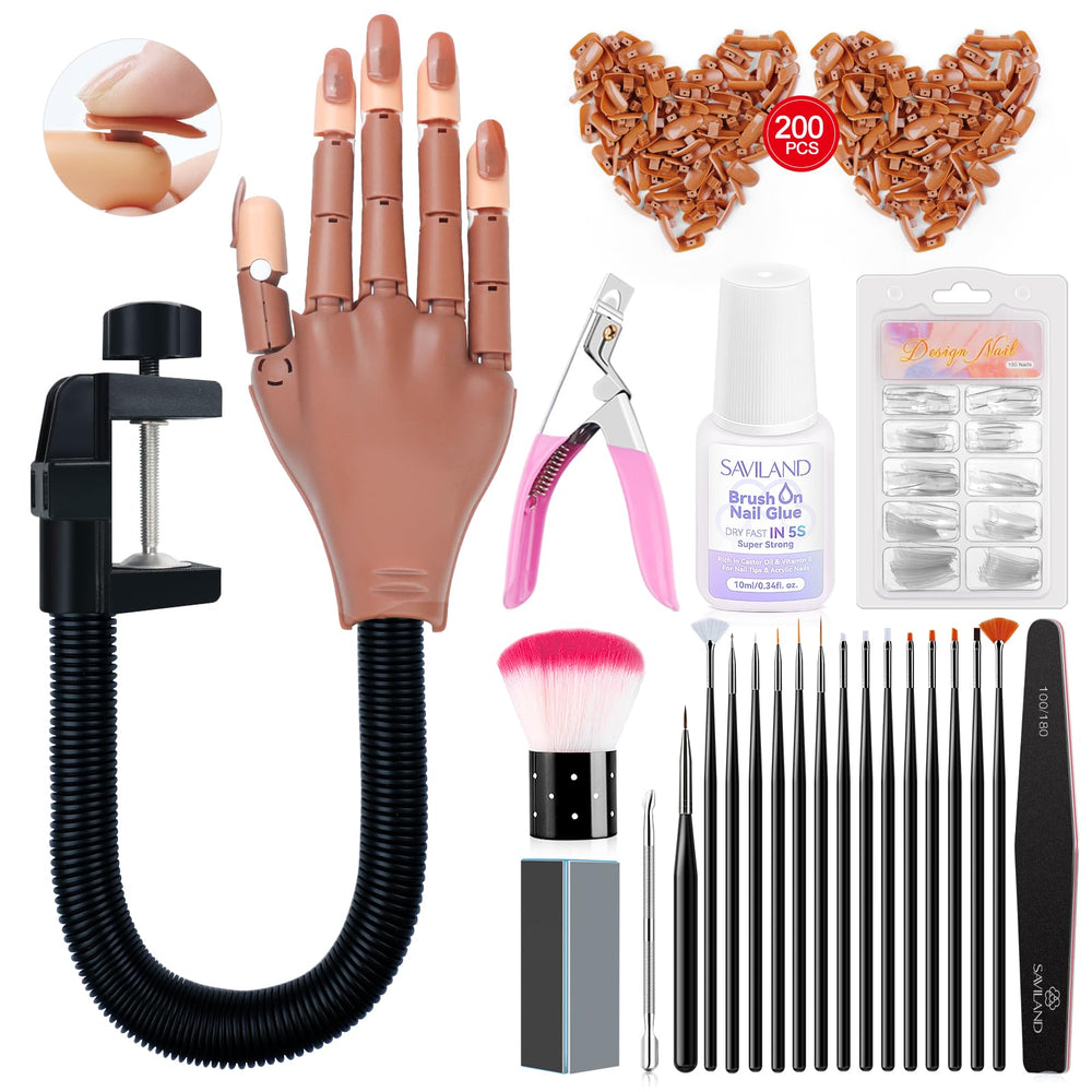 Saviland Practice Hand, mano de entrenamiento para uñas acrílicas, manejo flexible