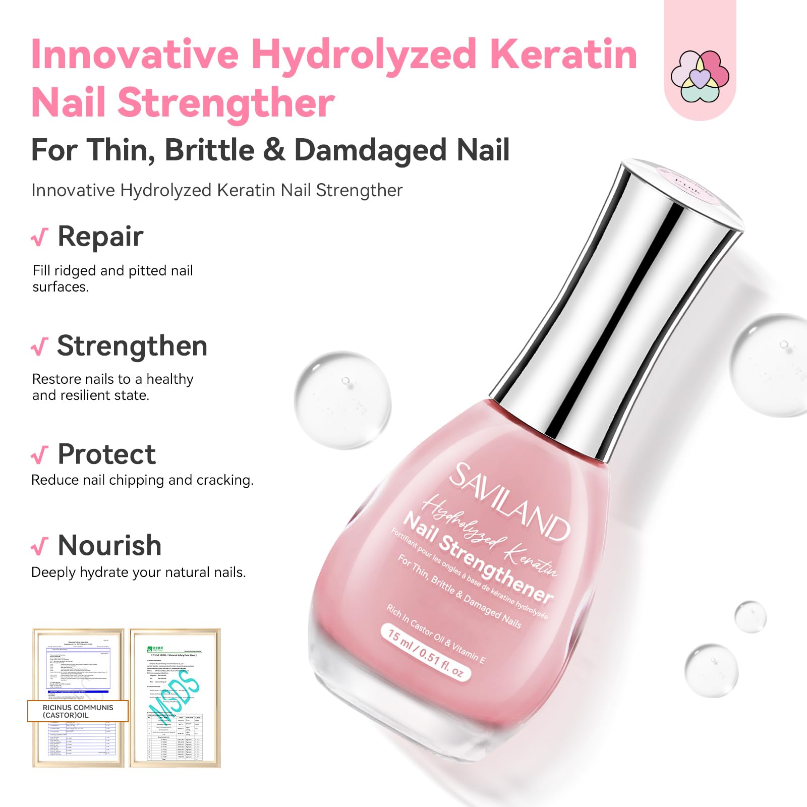 SAVILAND Sheer pink polish application illustrating natural, buildable shine.