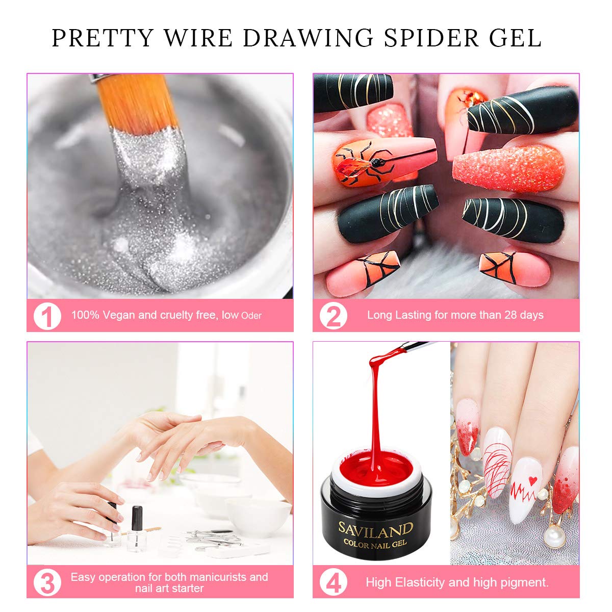 SAVILAND Spider Gel: indicado para principiantes y profesionales que buscan precisión.