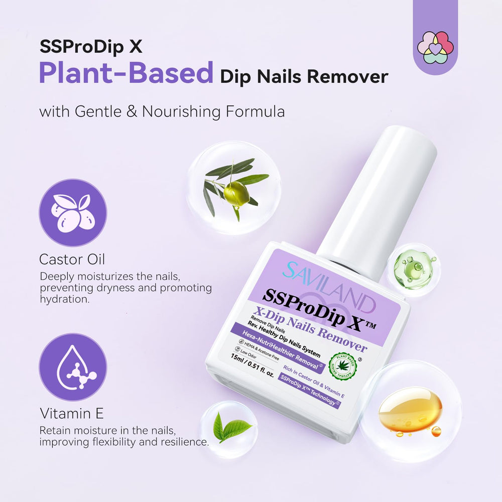 SAVILAND SSPro X Dip Powder Remover nail file included for smoothing nails post-removal.