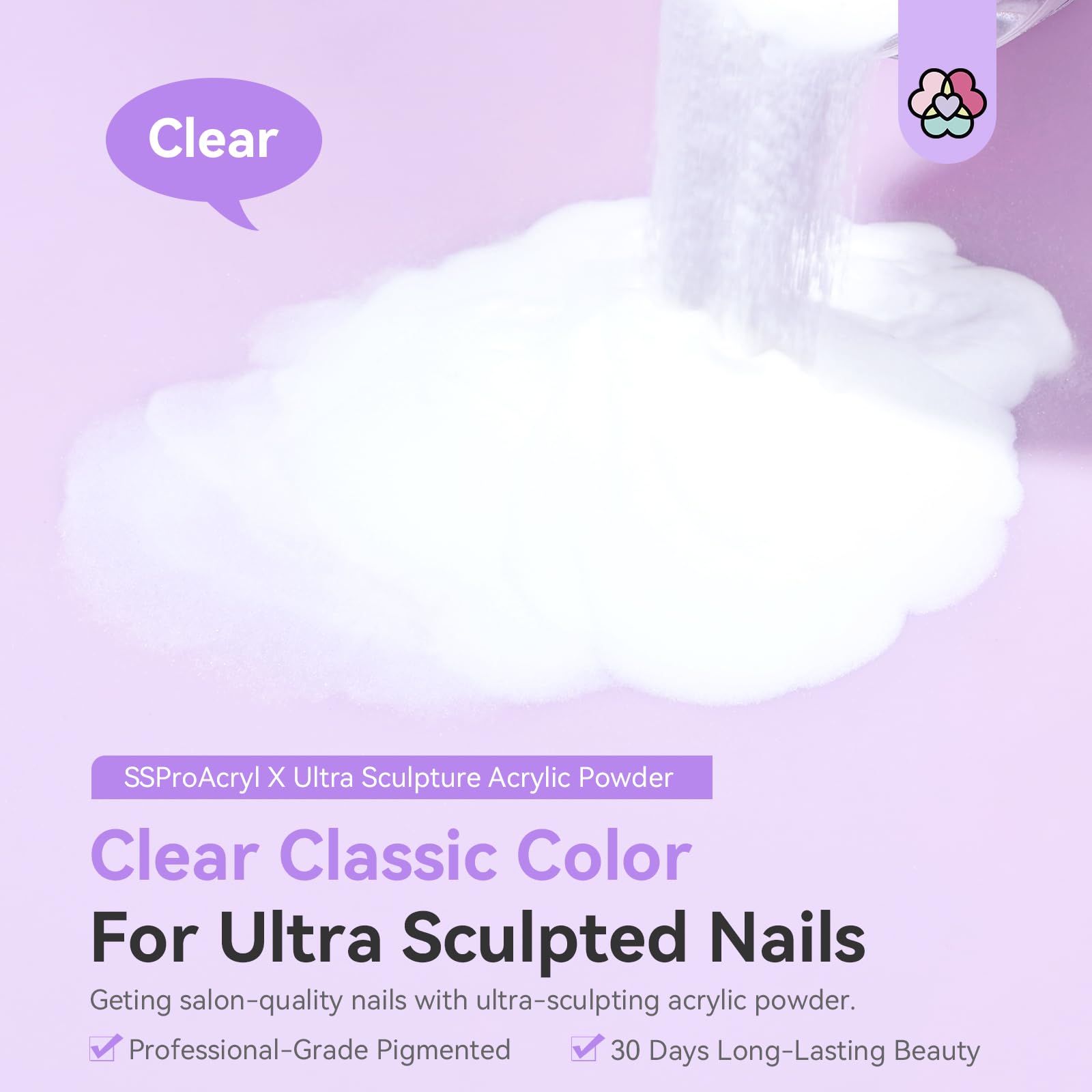 Close-up of ultra-fine powder texture for easy blending.