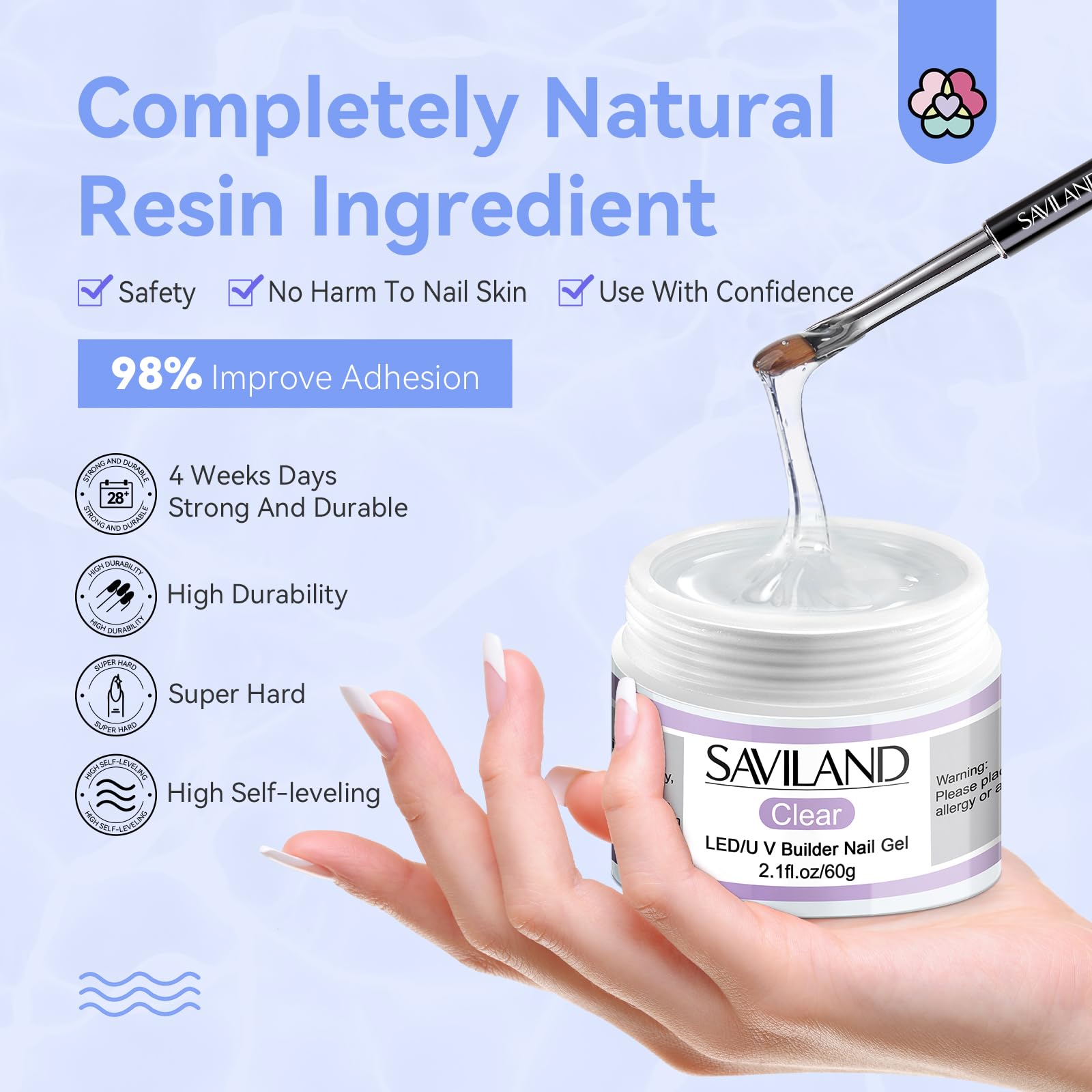 SAVILAND aplicación de gel para uñas con acabado claro y duradero