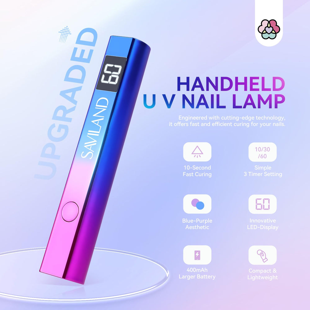 SAVILAND UV light for nails side profile highlighting portable travel manicure