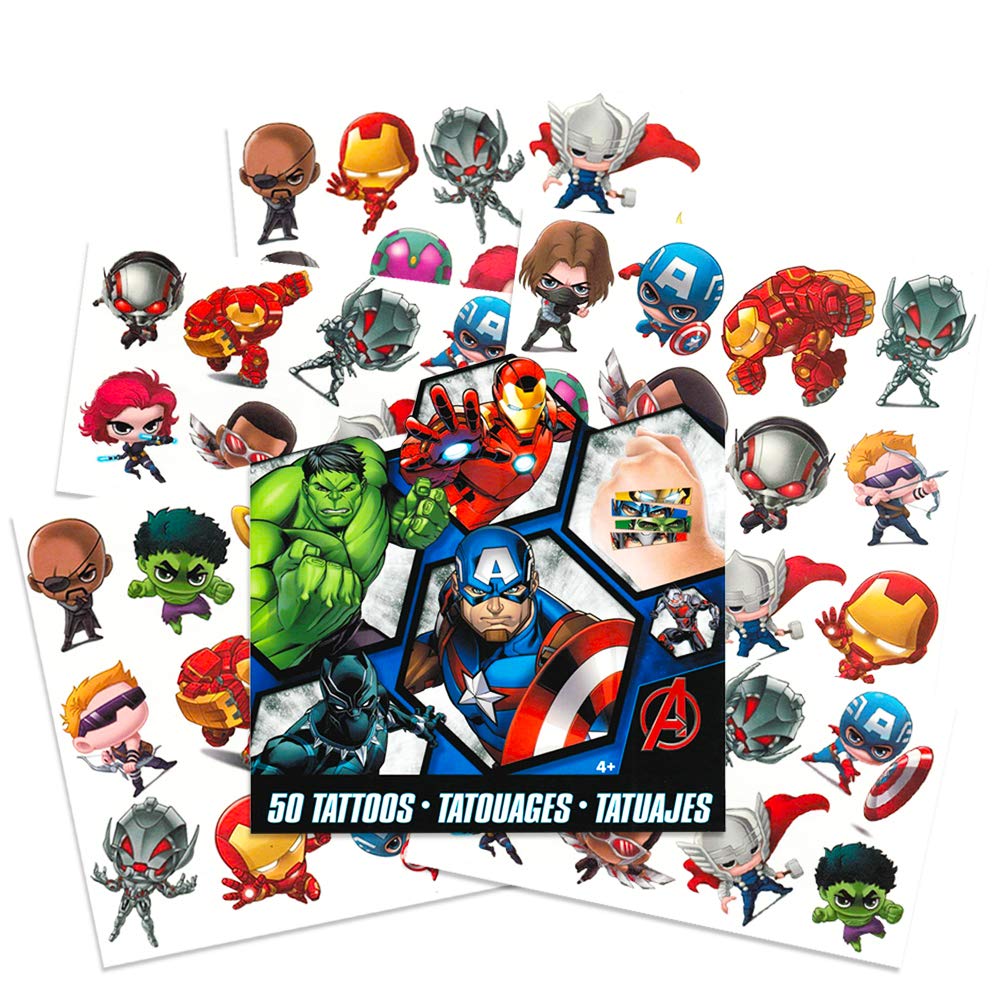 Savvi tatuajes temporales Avengers – 50 diseños de héroes para fiestas.