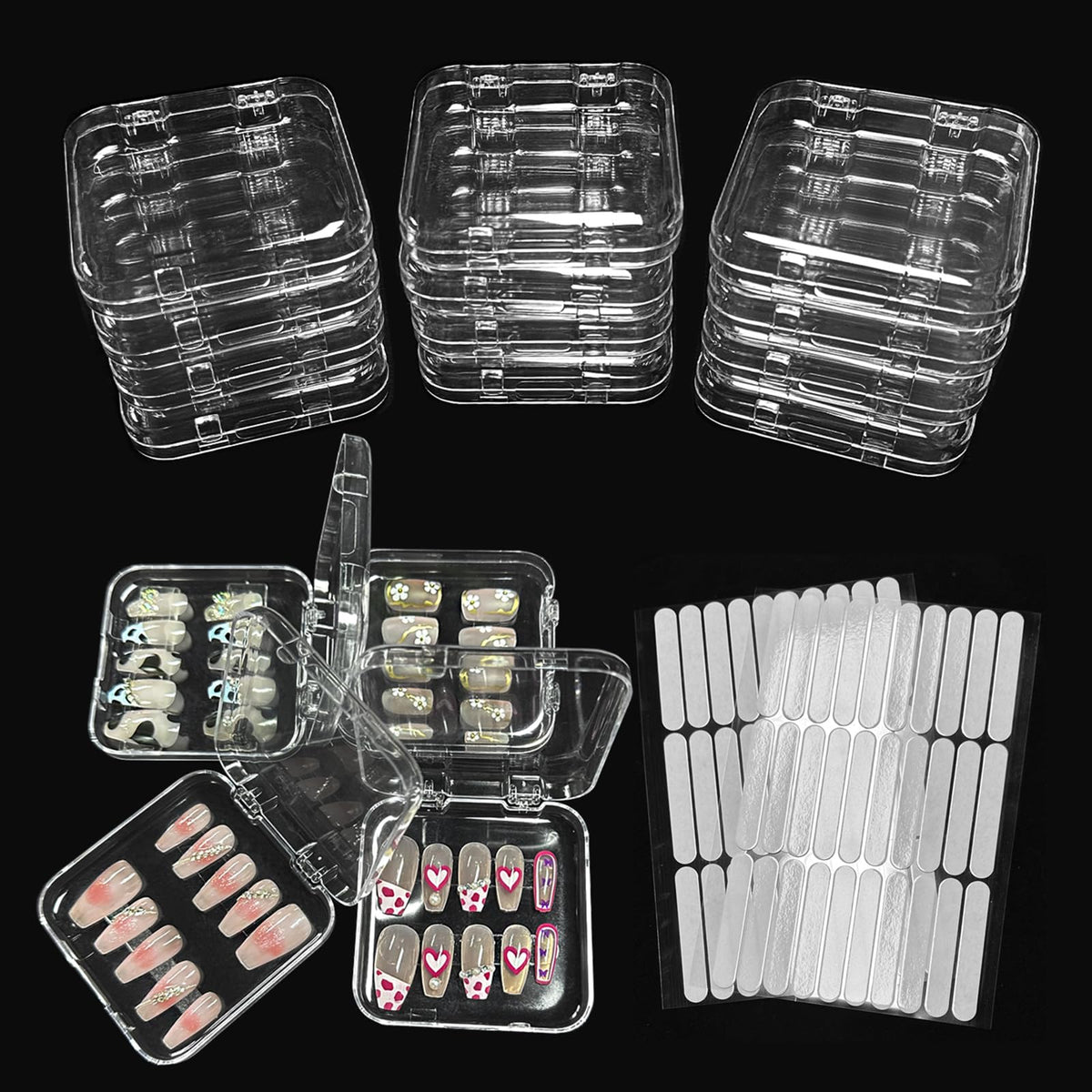 Sawvolker 12pcs press-on nail box with clear lid for easy product display and dust protection