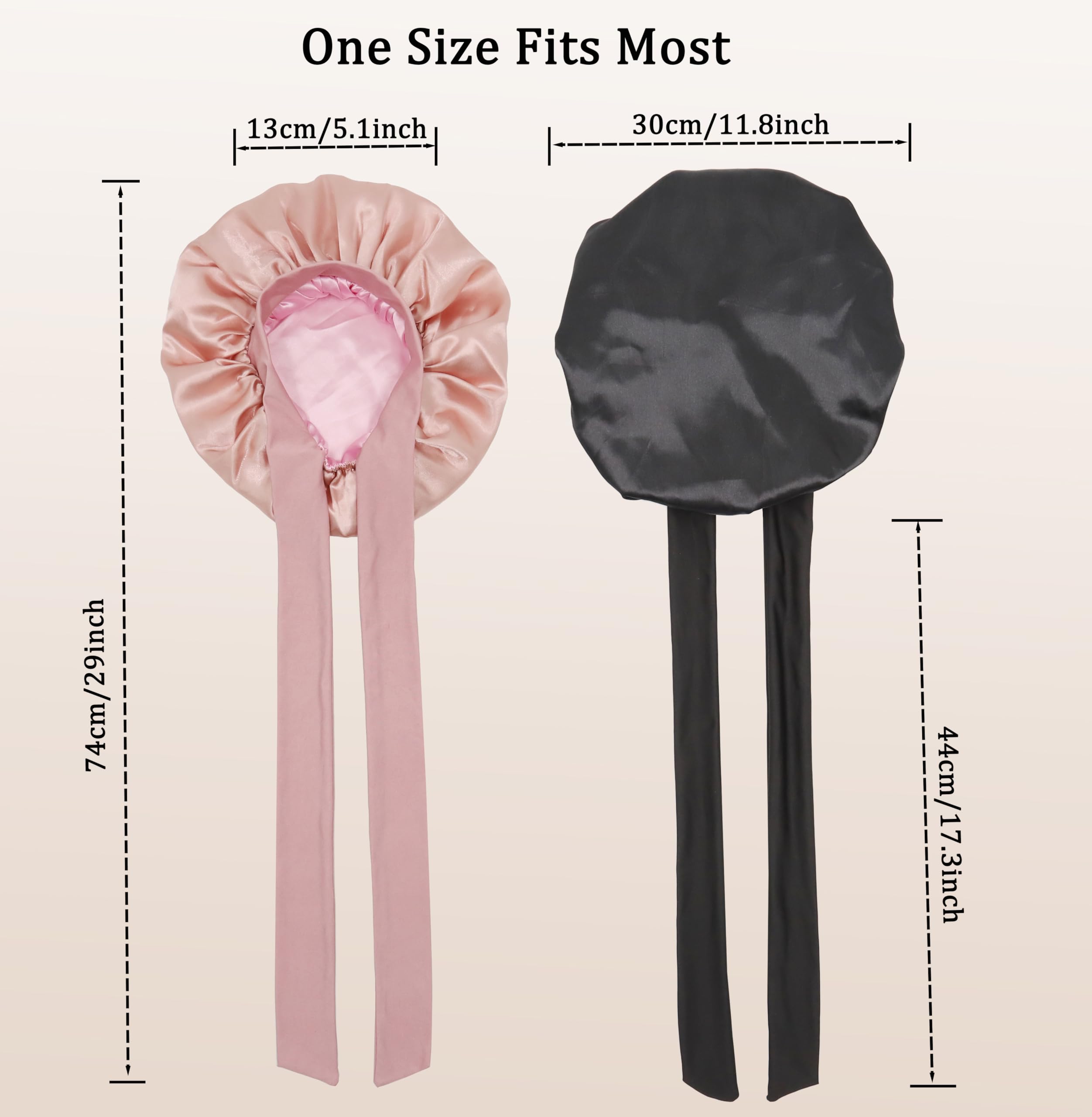 SAYMRE bonete seda doble, estampado frontal negro, cómodo para cabello rizado nocturno