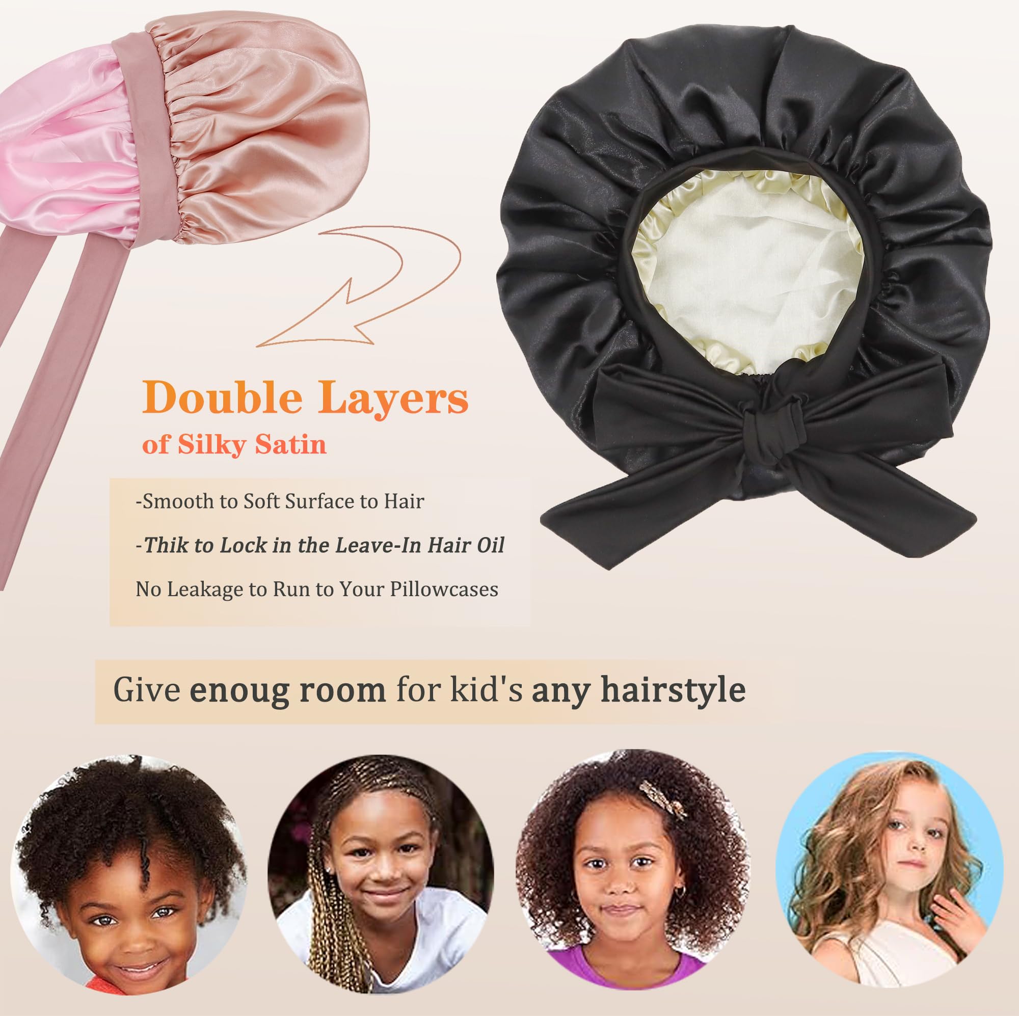 SAYMRE bonete seda doble, estampado frontal rosa, estilo divertido y cabello protegido