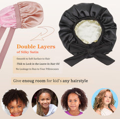 SAYMRE bonete seda doble, estampado frontal rosa, estilo divertido y cabello protegido