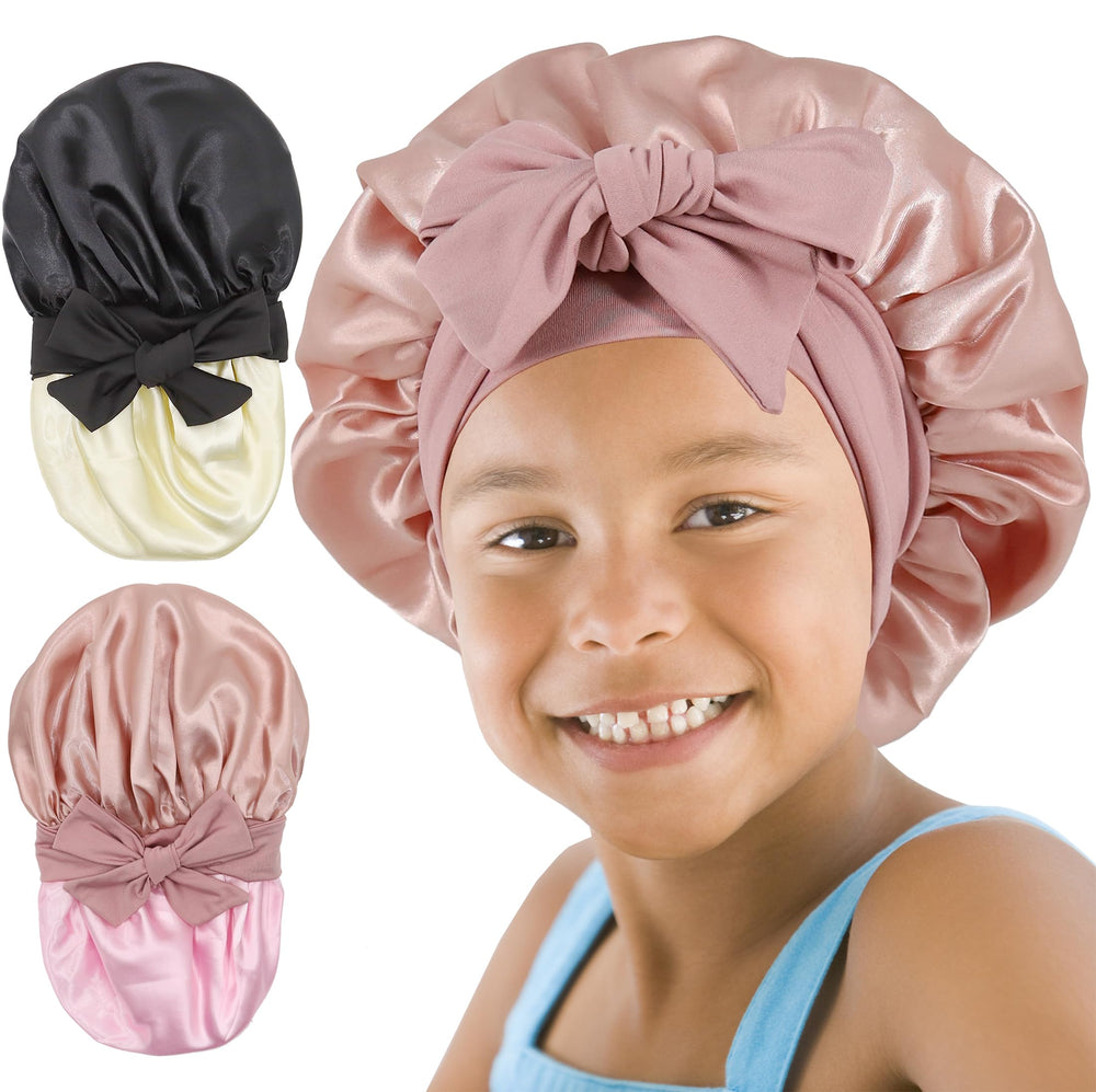 SAYMRE bonete para niña, lado rosa, mantiene la humedad del cabello durante el sueño