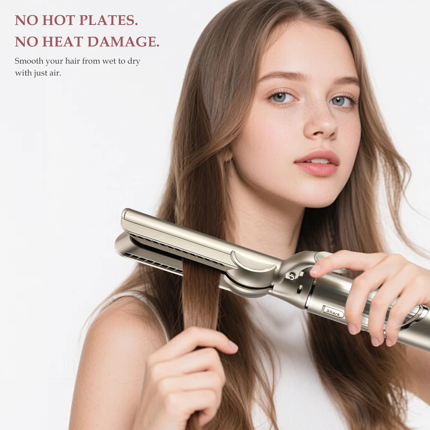 SAZIKA attachment works on wet or damp hair for combined drying and smoothing.