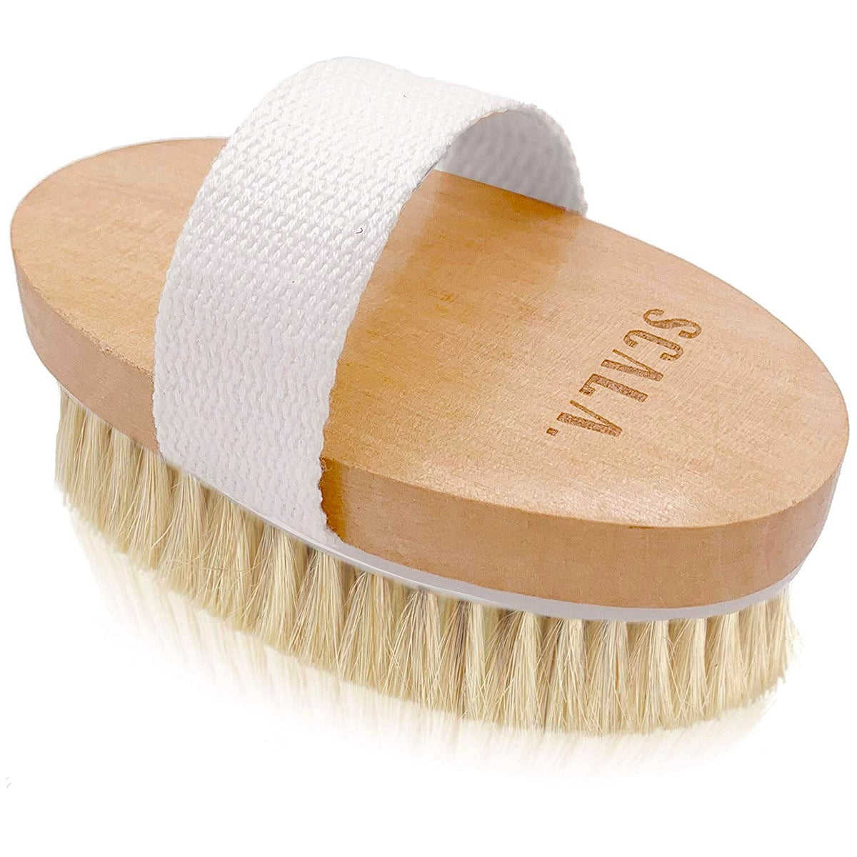 SCALA cepillo de cuerpo con cerdas naturales para exfoliación suave y piel más suave.