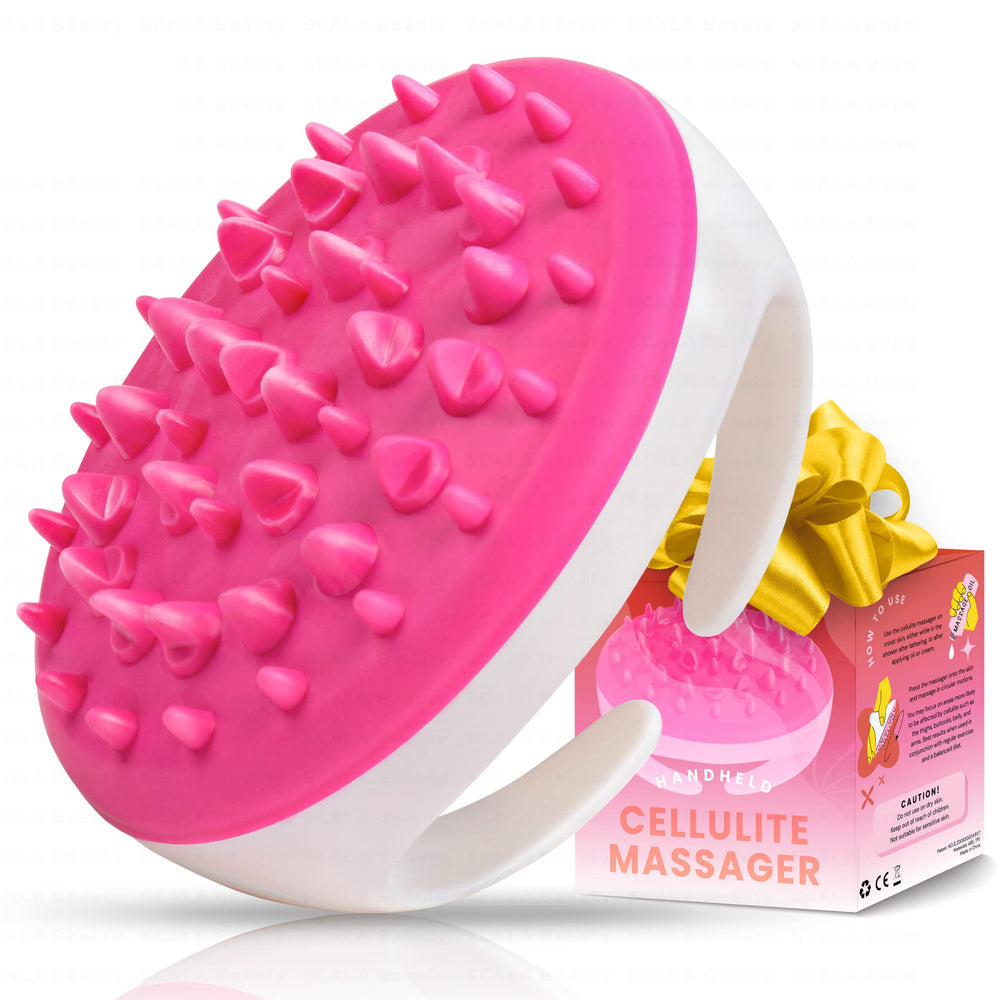 Scala pink cellulite massager with nubbed surface for skin stimulation