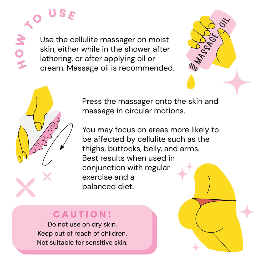 Pink silicone massager paired with cellulite creams or oils