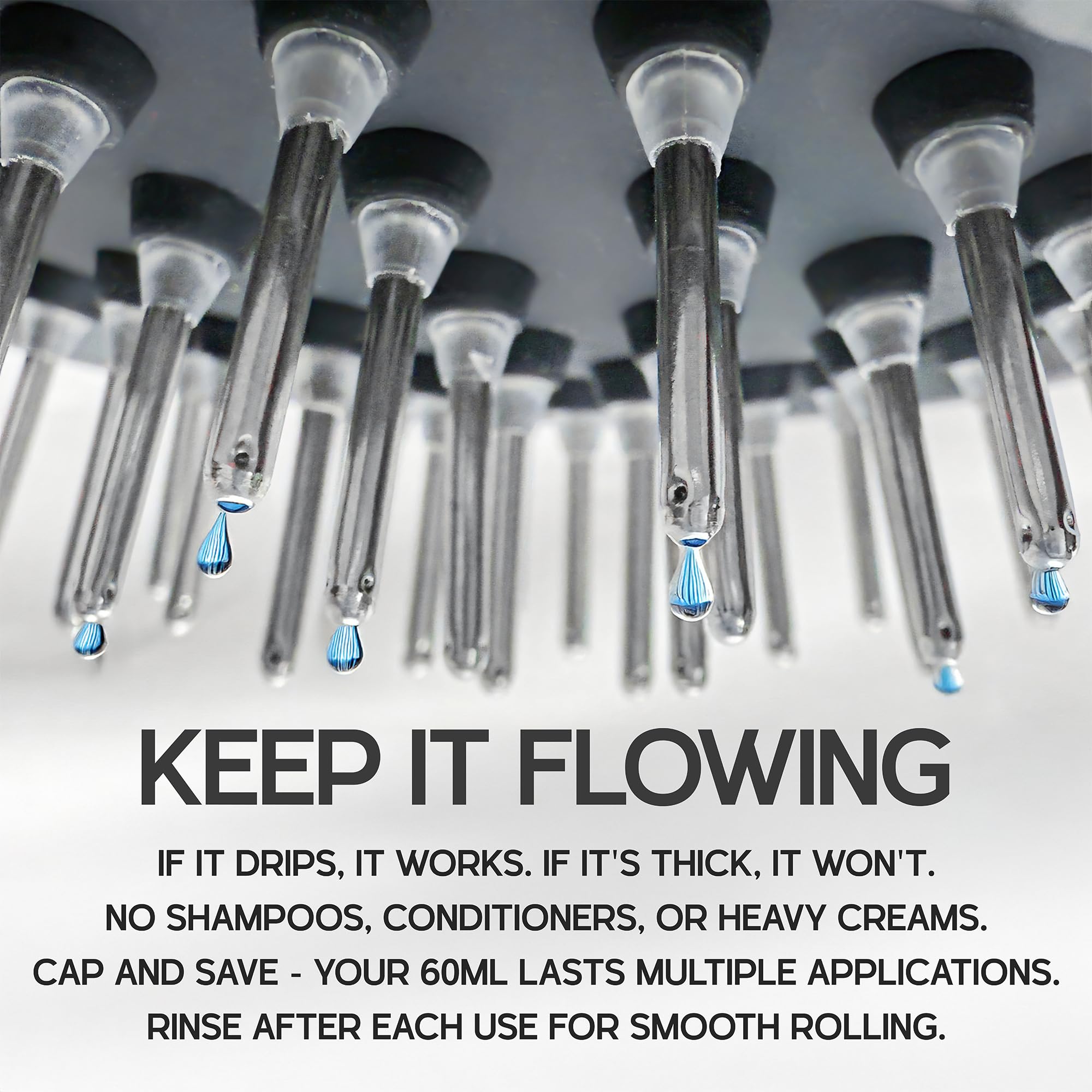 Scalp Direct massager priming activates liquid flow.