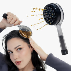 Scalp Direct massager with rollerball bristles applies serum precisely to the scalp.