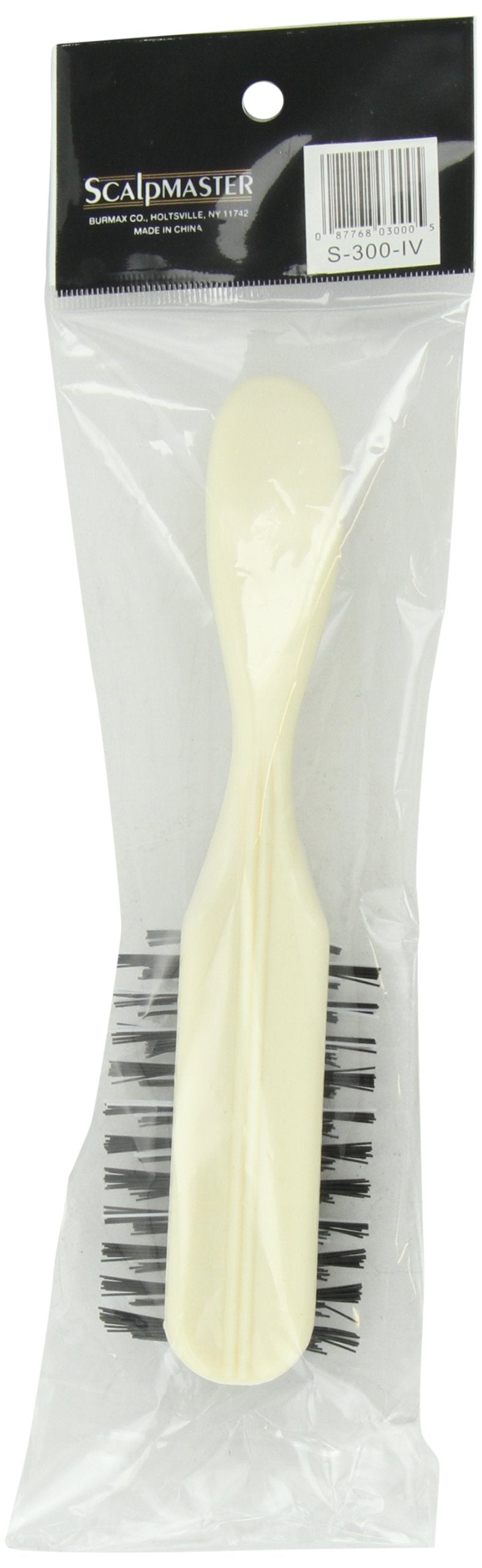 Scalpmaster S-300-IV nylon bristle brush side view promotes smooth styling and scalp care
