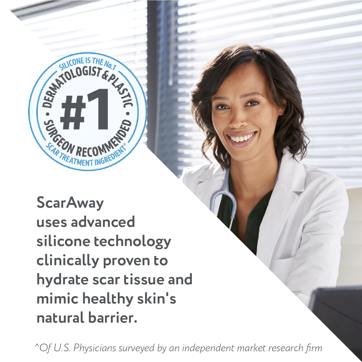 ScarAway sheets on skin during application with self-adhesive design.