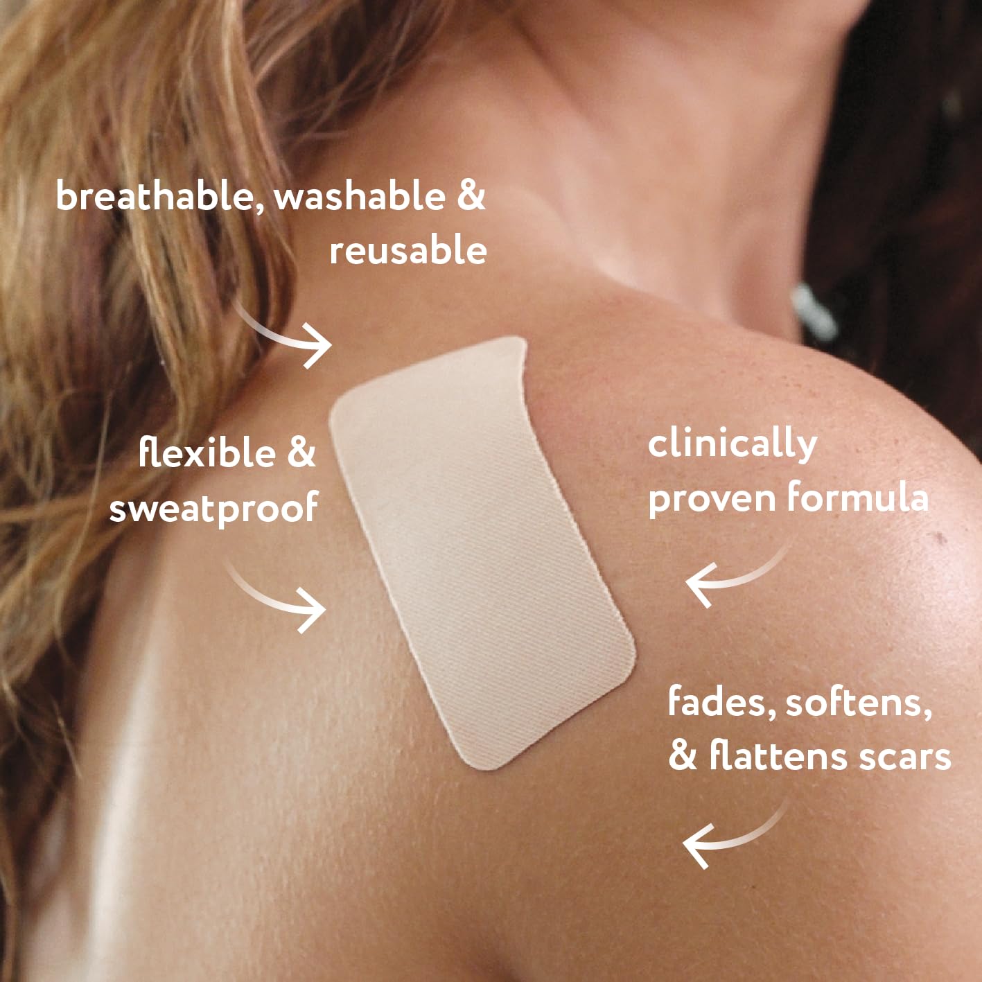 ScarAway silicone scar sheet close-up texture shows medical-grade material.