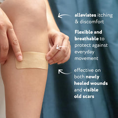 ScarAway sheets with water-resistant adhesive for durable wear.