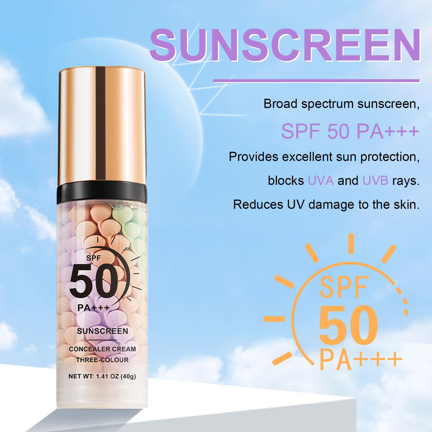 Scarman SPF 50 PA+++ label on tube indicating sun protection.