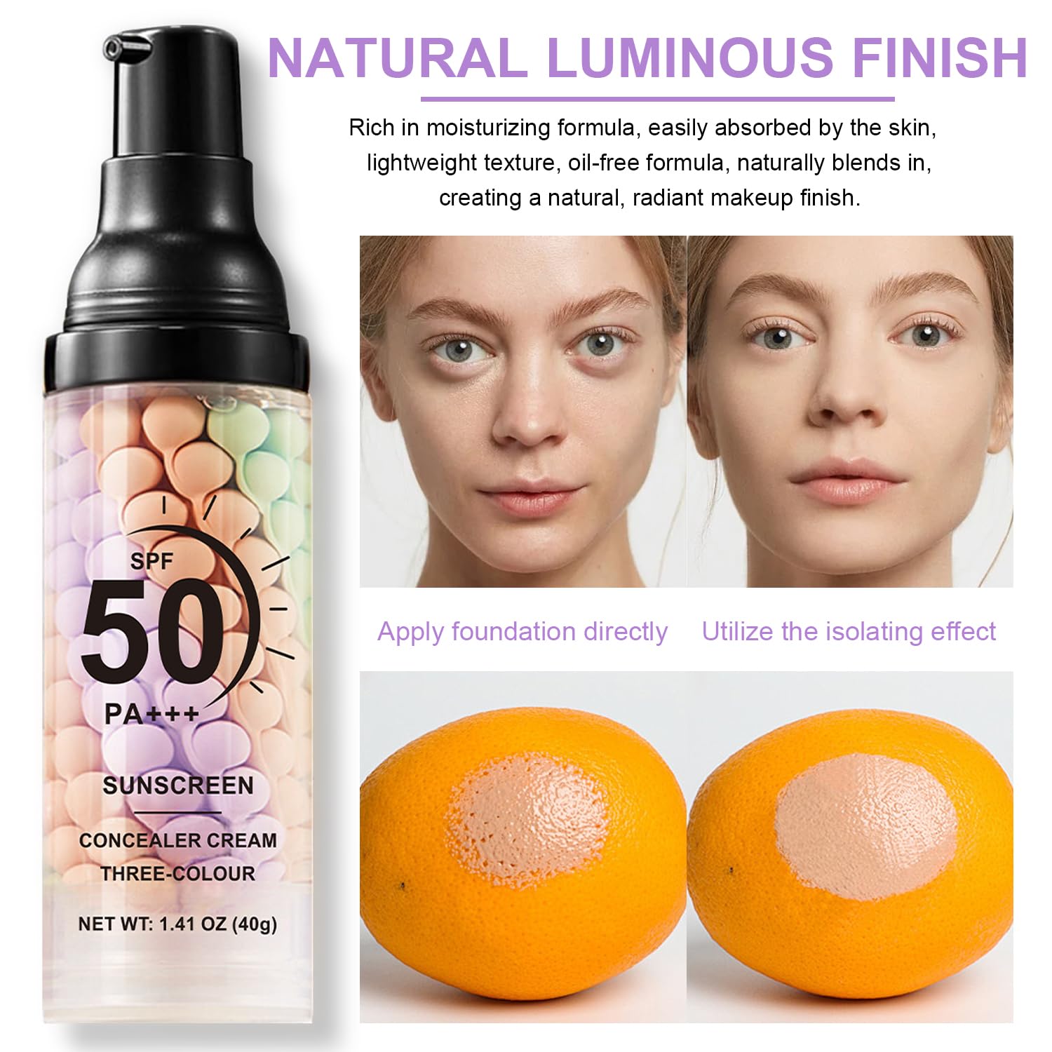 Sunscreen protection visible on the face for daily UV defense.
