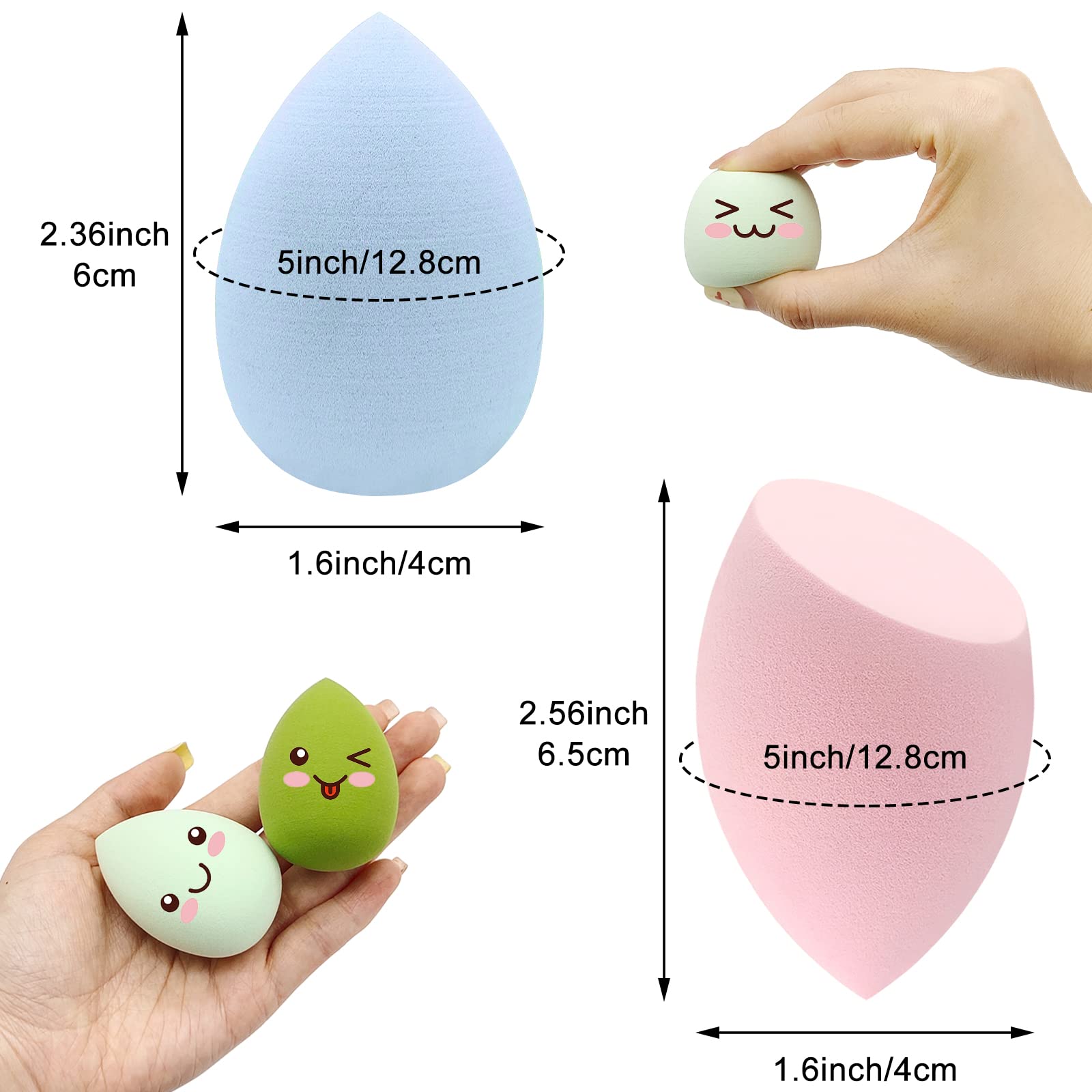 Scartink 12pc makeup sponge set beveled edge for hard-to-reach areas.