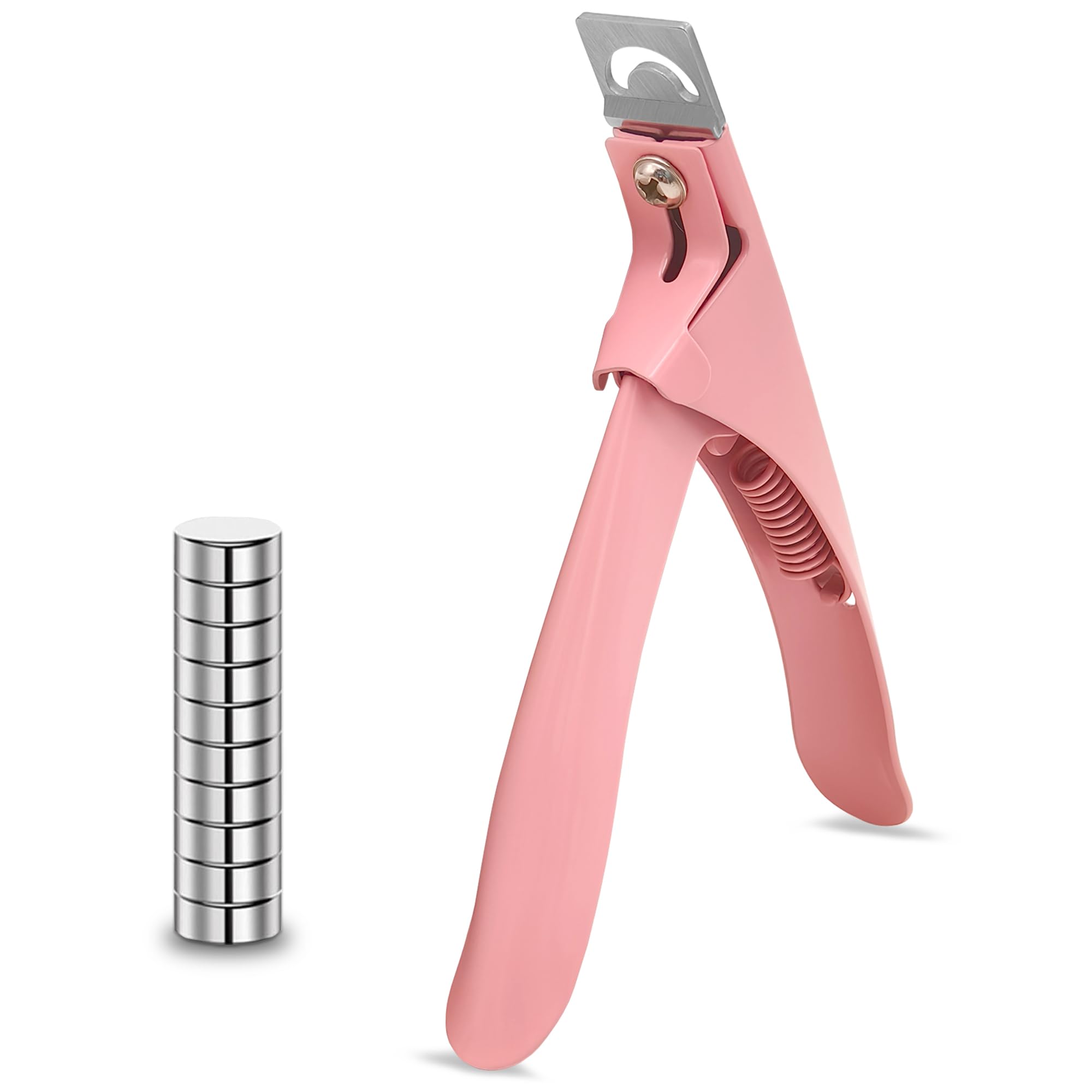 Scartink baby pink acrylic nail cutter with magnet size adjuster for precise trimming.