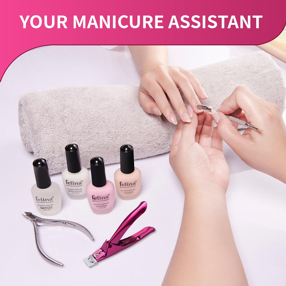 Violet red Scartink cutter adds style to professional nail art sessions.