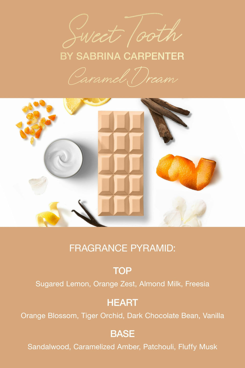 SCENT BEAUTY Sabrina Carpenter Caramel Dream EDP store display presenting fragrance collection