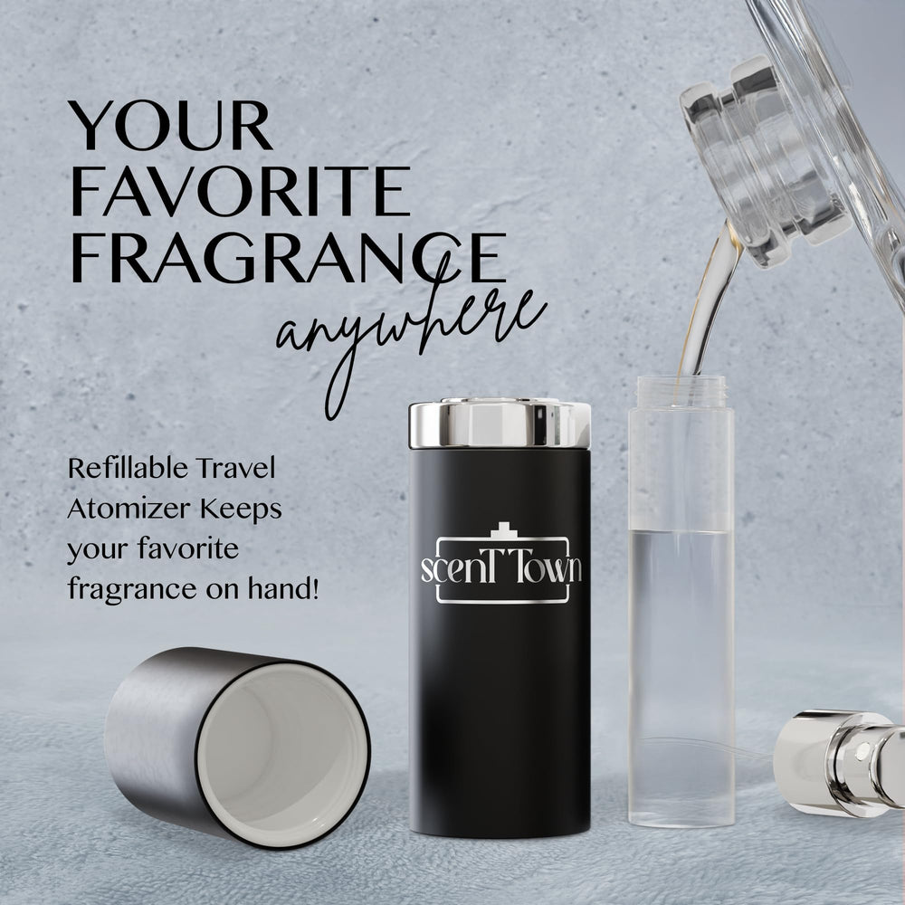Scent Town travel-ready fragrances fit in a Dopp kit