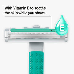 Schick Exacta2 Sensitive razor handle texture for comfortable grip.