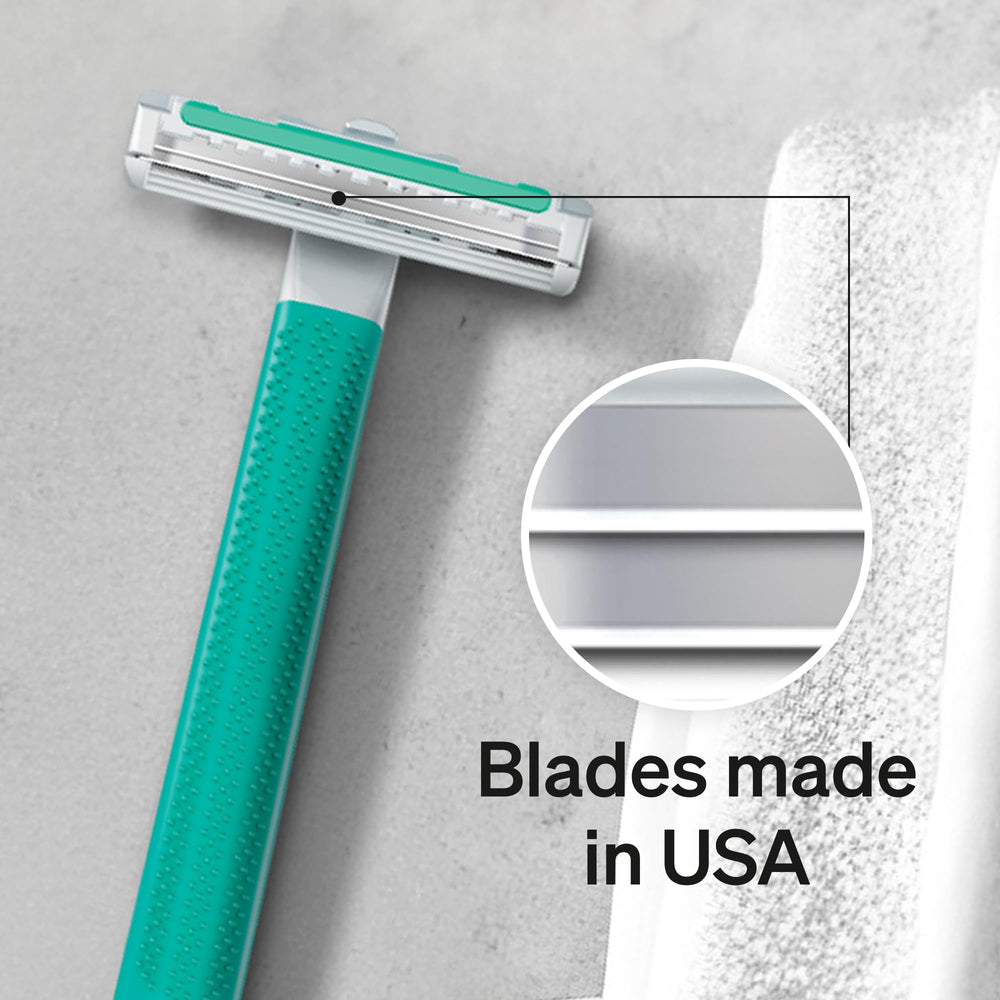 Schick Exacta2 Sensitive razor used on legs for smooth shave.