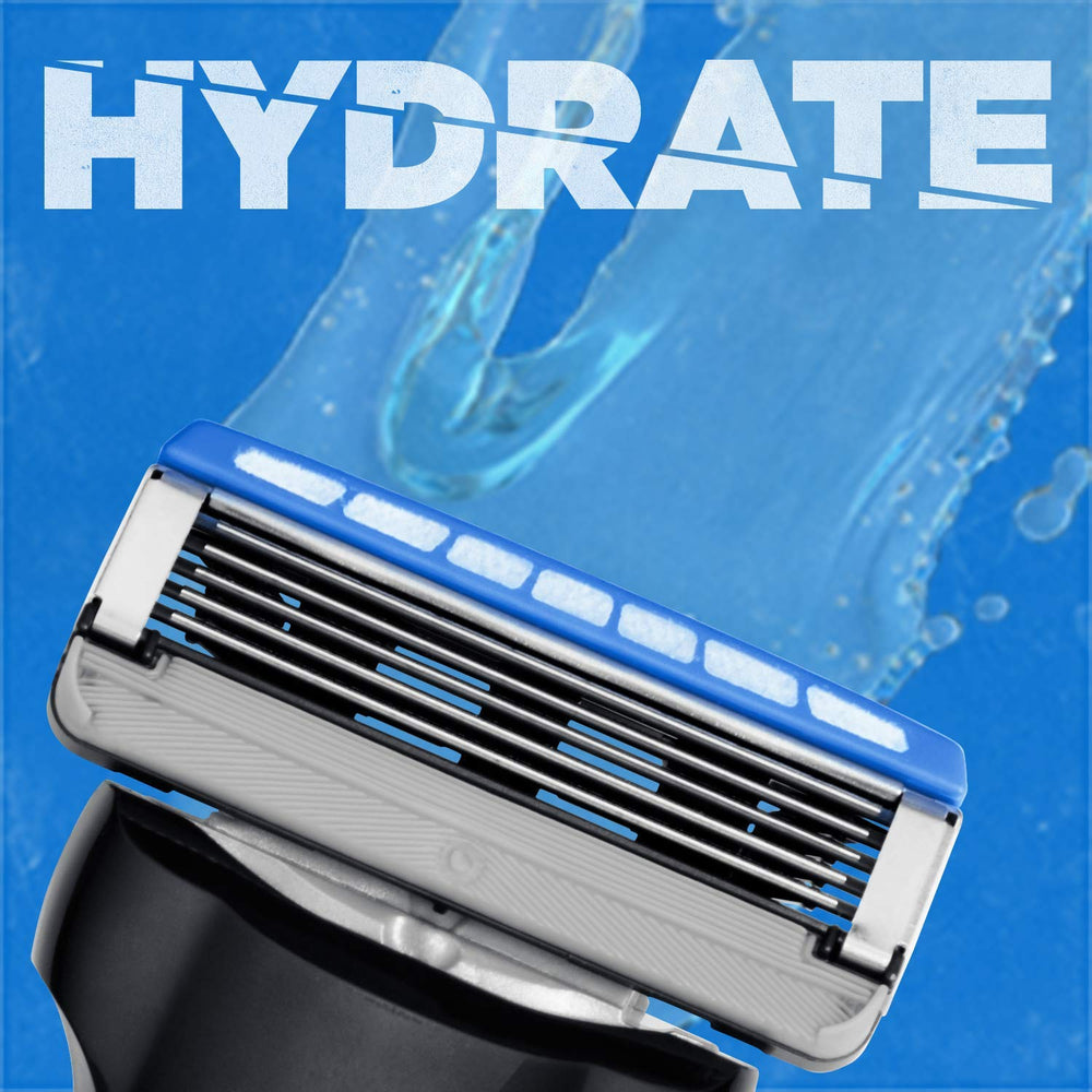 Schick Hydro 5 flip trimmer in action for precise detailing.