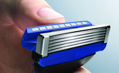 Schick Hydro 5 refill blades with five Ultra Glide blades for a smooth shave.