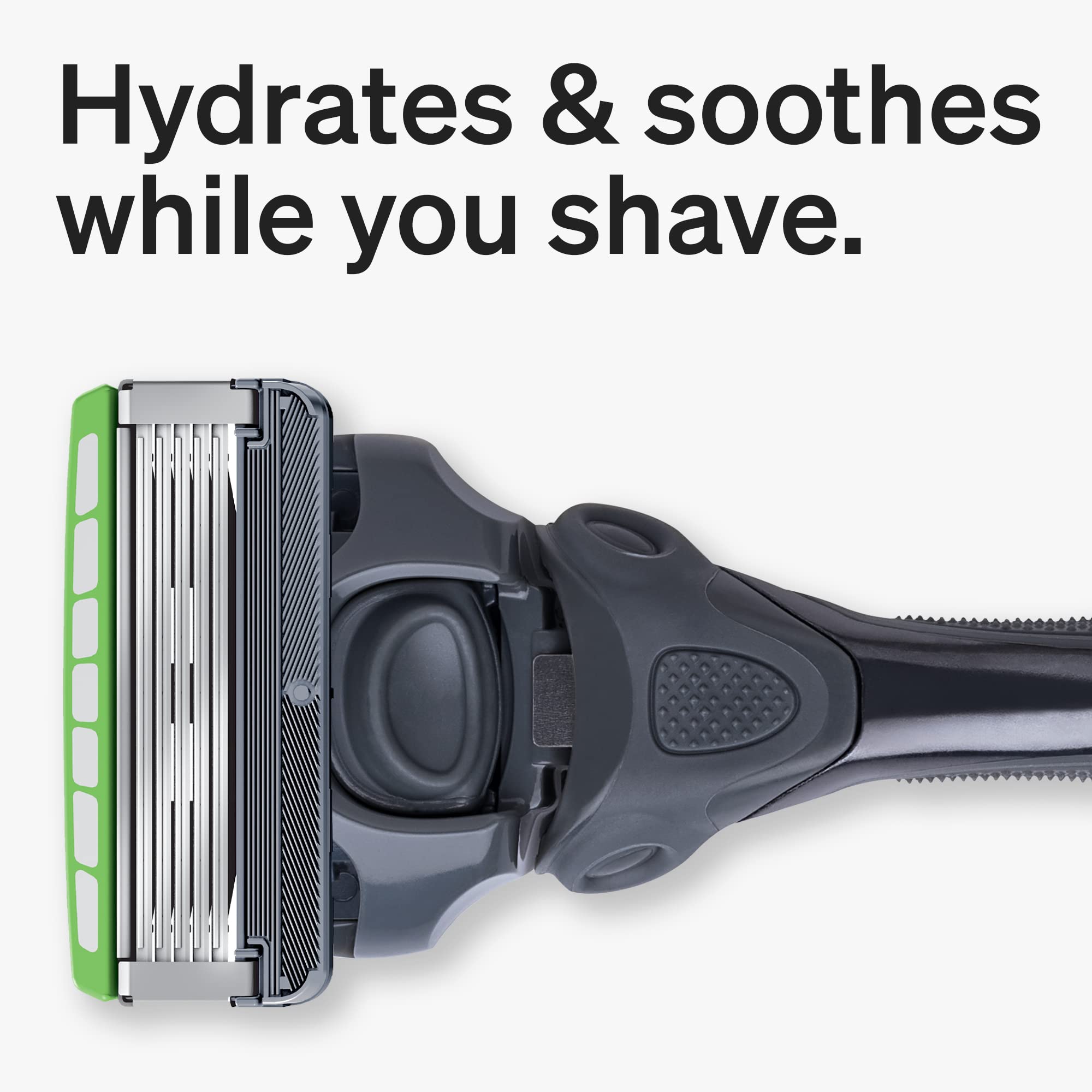 Seven gel pools provide instant lubrication across the shaving surface.