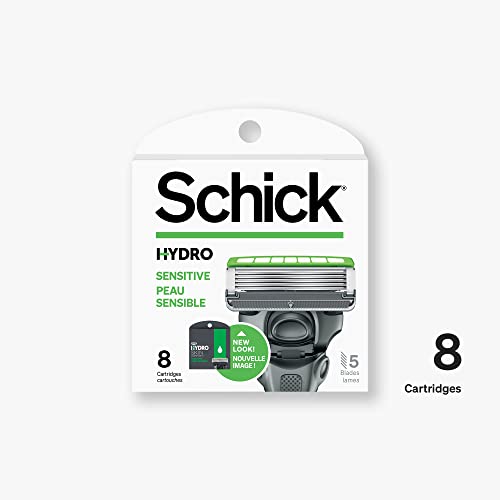 Close-up of Schick Hydro 5 Sense blades with five ultra-glide blades and guards.
