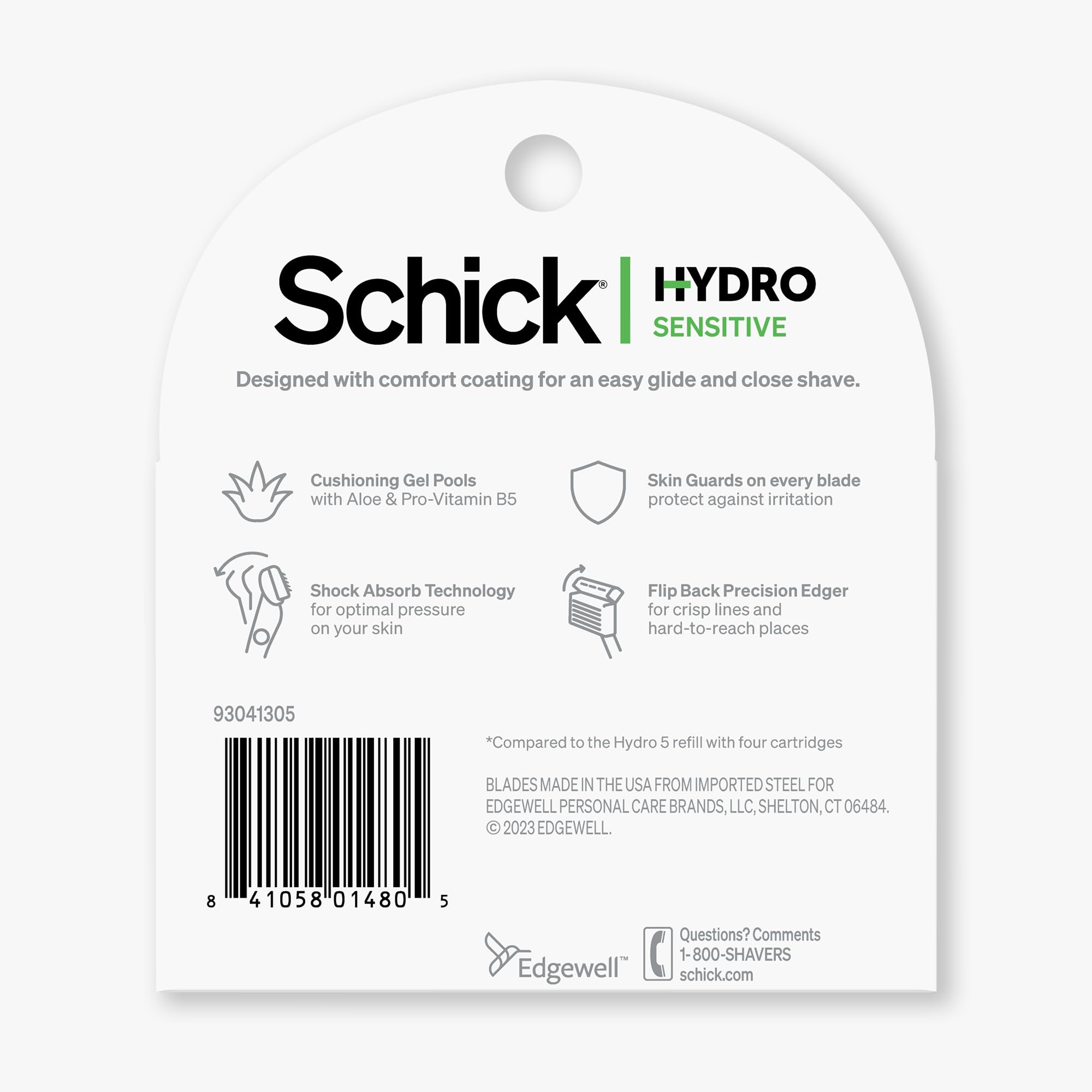 Dermatologist-tested Hydro Sensitive refills with gentle performance.