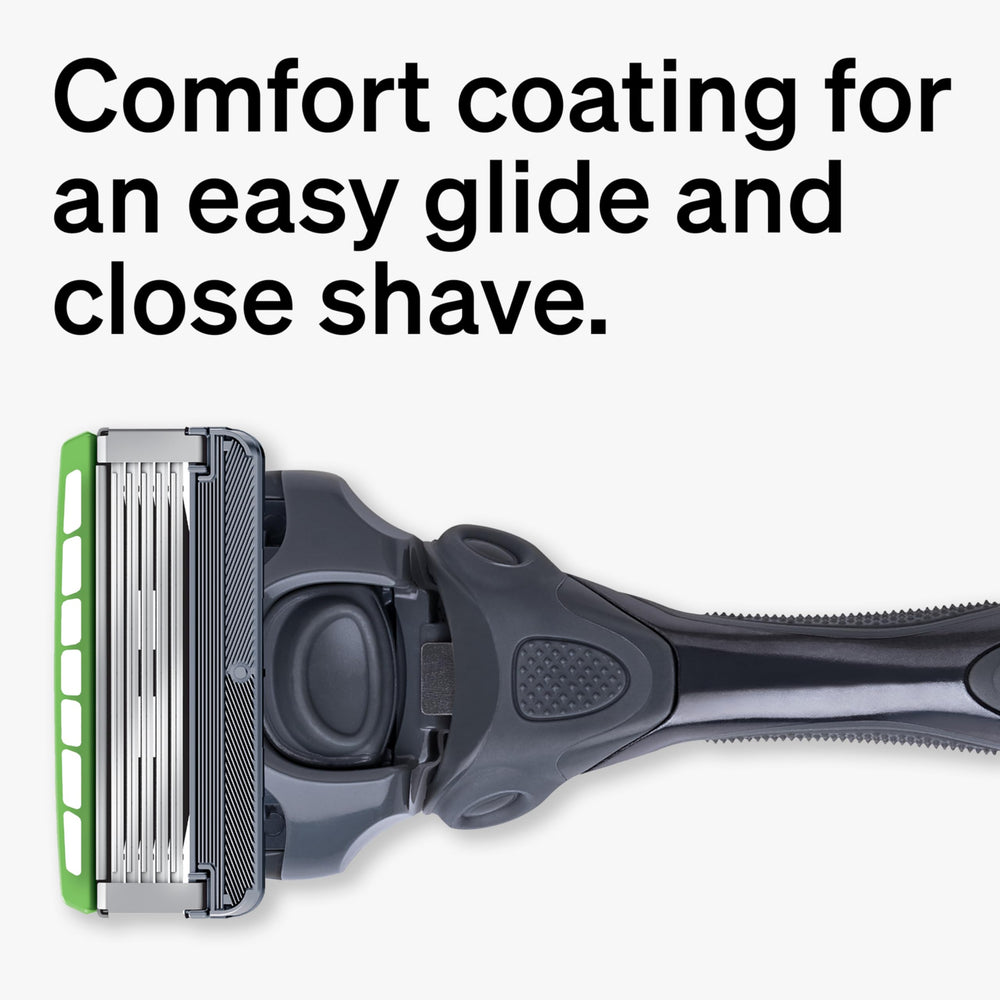 Close-up of 7 Cushioning Gel Pools for hydration during shaving.