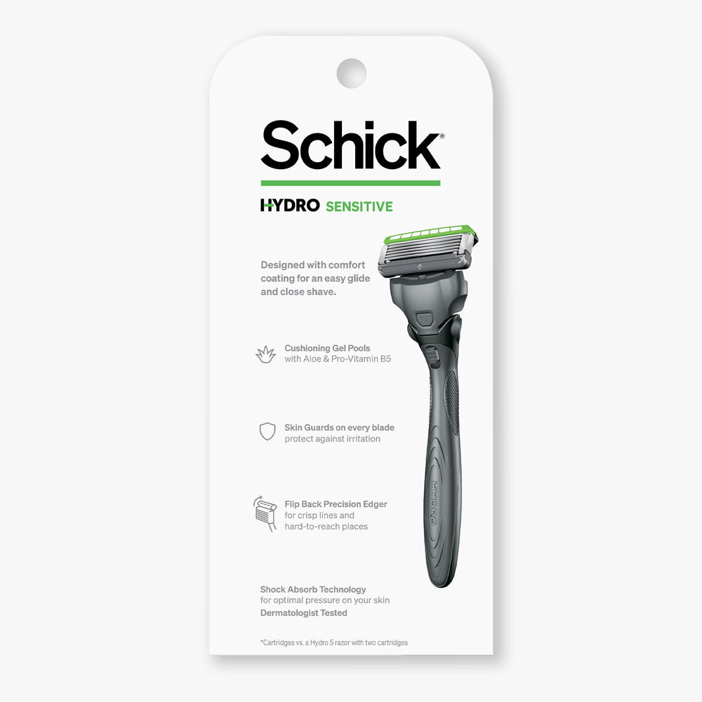 Schick Hydro Sensitive shave session showing precise line work