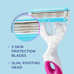 Schick Hydro Silk curved textured handle provides secure grip for precise bikini shaping.