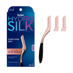 Schick Hydro Silk Dermaplaning Wand handle with weighted grip for precise control.