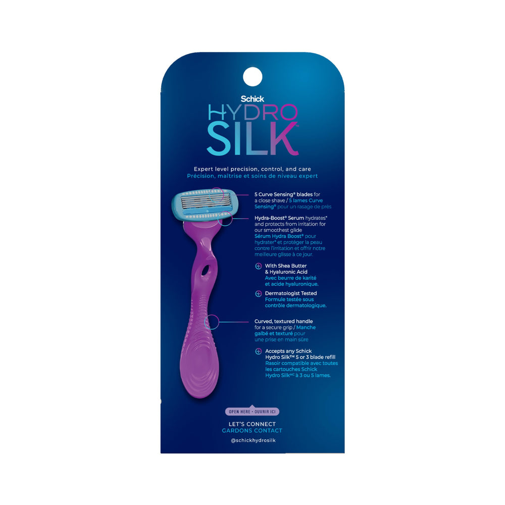 Schick Hydro Silk Moisture packaging box with razor and refills