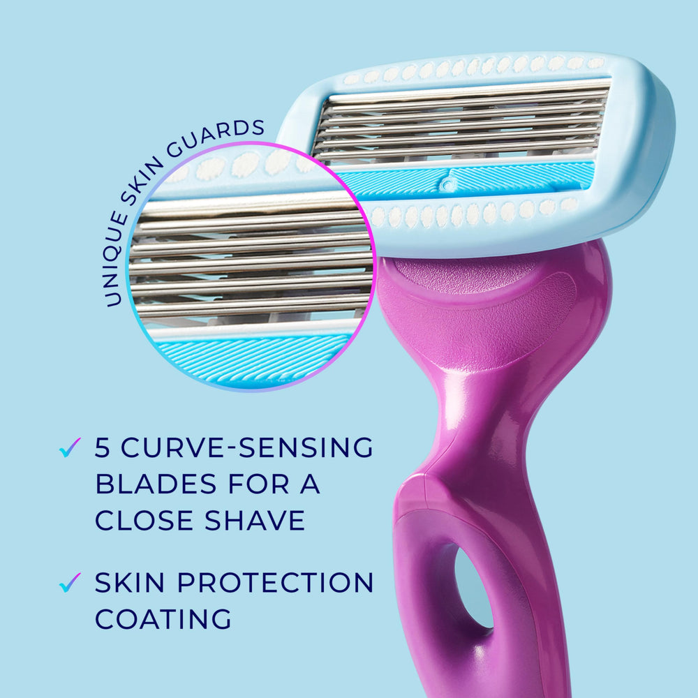 Two hydrating razor refills included for extended moisture-powered shaves